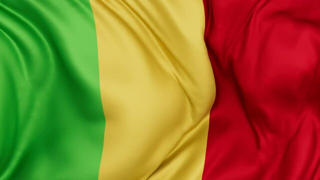 Mali flag swaying in the wind, endless cycled loop video background