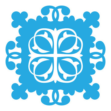 Floral Mosaic in Blue, Ornate Tile Pattern