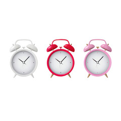 Classic Alarm Clocks in Various Colors with White Faces and Distinctive Bells for Home Decor and Time Management