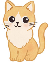 Cute Cat paper texture hand drawn illustration with transparent background