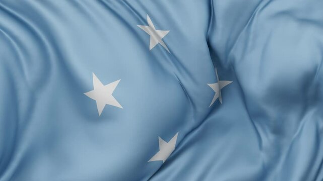 Micronesia flag swaying in the wind, endless cycled loop video background
