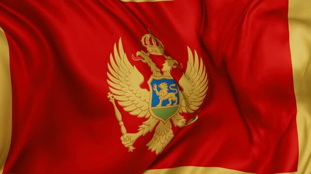 Montenegro flag swaying in the wind, endless cycled loop video background