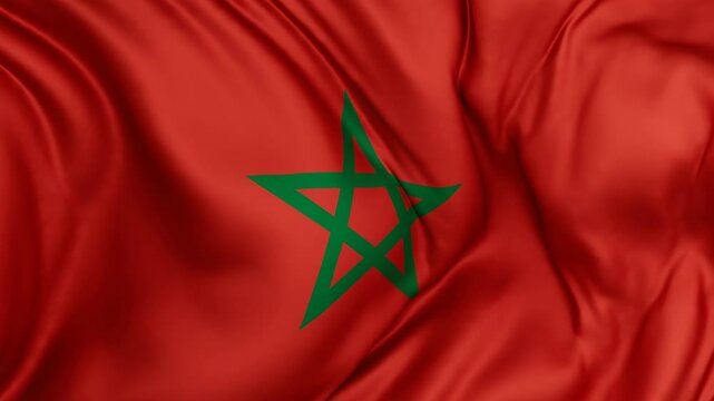 Morocco flag swaying in the wind, endless cycled loop video background