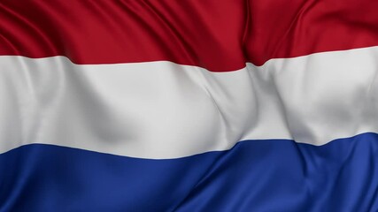 Netherlands or Holland flag swaying in the wind, endless cycled loop video background - Powered by Adobe