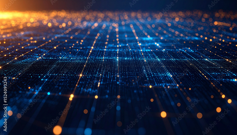 Poster digital matrix: futuristic digital matrix illuminating a cutting-edge technology ecosystem, showcasi