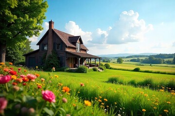 Rustic farmhouse with sprawling fields and a vibrant garden, ready for a new chapter Ideal for a homesteading lifestyle, offering tranquility and self-sufficiency , land, countryside
