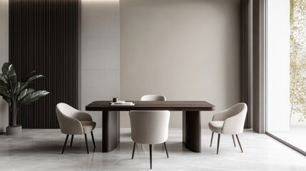 Modern dining area with neutral tones