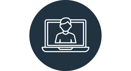 Fototapeta premium Simple Icon of a Person on a Laptop