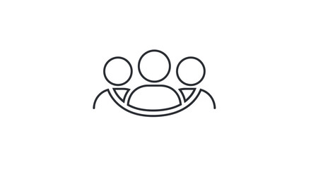 Simple Line Art Icon of Three People Together