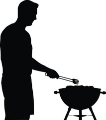 Father Grilling Silhouette - Relaxed Barbecue Scene