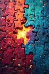 A triumphant final piece clicks into place, completing a challenging jigsaw puzzle The vibrant, colorful image is now whole, signifying victory and accomplishment , puzzle, fun