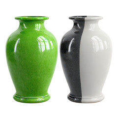 Bright Green and Black White Decorative Vases with Glossy Finish for Home Interior Styling and Modern Decoration Ideas