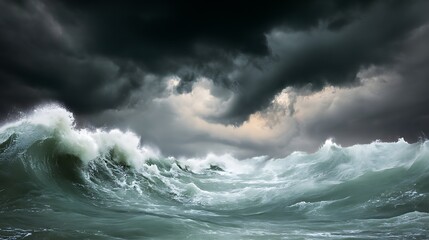 Turbulent sea with menacing stormy sky