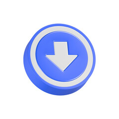 download button arrow 3d rendering icon symbol blue color