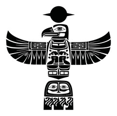 Native American Inspired Art of a Stylized Eagle Totem Illustration
