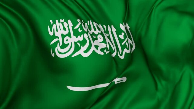 Saudi Arabia flag swaying in the wind, endless cycled loop video background