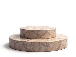 Minimalist broken marble podium for product display, 3D render, on neutral background. Generative AI