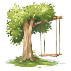 Vector wooden swing isolated 