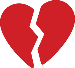 Red broken heart. Broken heart. Heartbreak, broken heart or divorce flat icon for apps and websites. Pain or separation