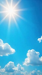 A vibrant, cloudless blue sky stretches across the frame, bathed in the golden light of a bright sun Perfect for backgrounds or illustrating sunny weather concepts , sun, nature, environment