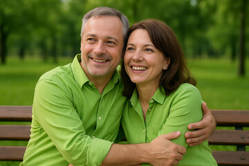 Obraz premium happy young couple in park
