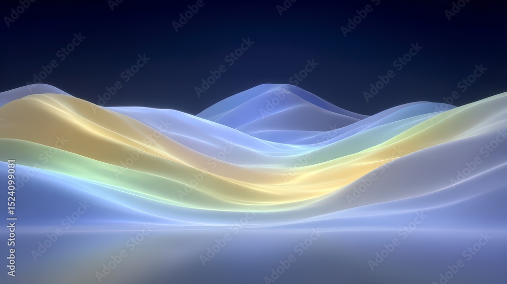 Poster serene pastel wave background abstract 3d render soft lighting smooth texture