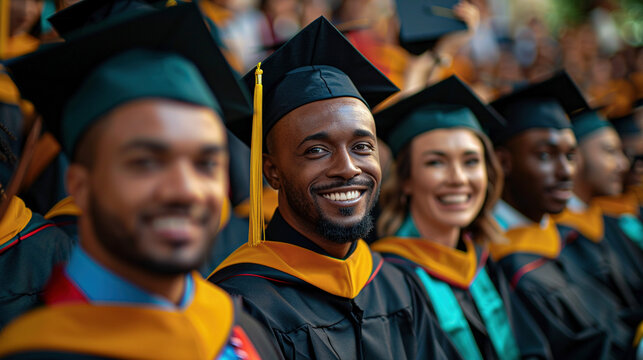 Cultural Commencement: Multicultural Graduates Joyously Tossing Caps