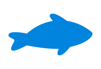 Silhouette of a fish flat vector cartoon illustration isolated on white background. Fish icon. Tropical underwater wildlife. 