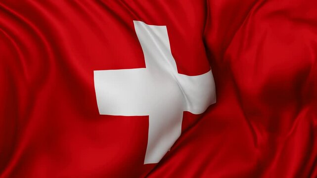 Switzerland officially the Swiss Confederation flag swaying in the wind, endless cycled loop video background