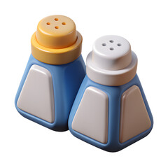 Salt and Pepper Shakers 3d icon in cartoon plastic style minimal isolated on transparent white background