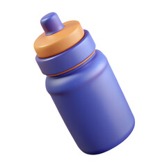 Purple Water Bottle 3d icon in cartoon plastic style minimal isolated on transparent white background