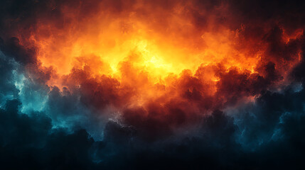 Dramatic sky texture with orange fire and blue hues for graphic design elements and backgrounds