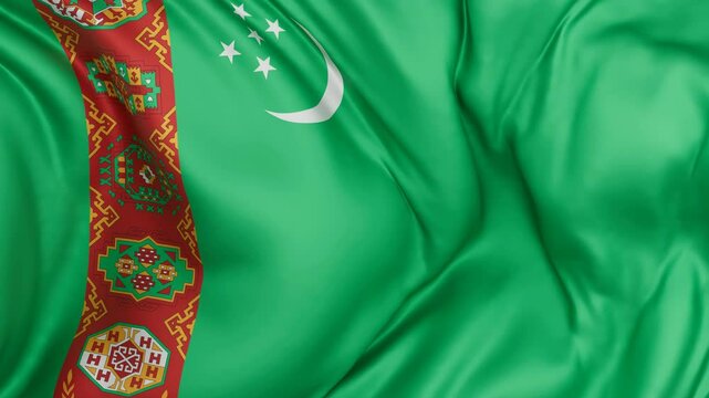 Turkmenistan flag swaying in the wind, endless cycled loop video background