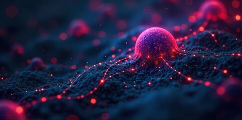 Intricate network of interconnected nodes and lines forming a complex system, symbolizing the challenges and intricacies of a complex game , simulation, algorithm