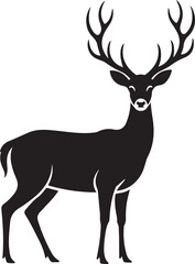 Obraz premium Mountain Deer Silhouette Vector – Majestic Wildlife DesignDeer in Mountains SVG – Nature & Hunting Theme ArtWild Stag Vector – Forest Animal Silhouette DesignRustic Mountain Deer Clipart – Outdo