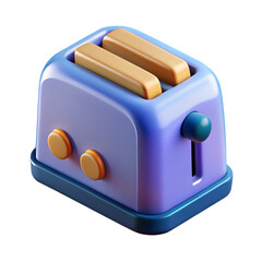 Toaster Appliance 3d icon in cartoon plastic style minimal isolated on transparent white background
