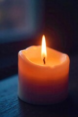 Close-up of a softly glowing candle, creating a warm and inviting candlelit ambiance Perfect for relaxation, spa, meditation, or romantic themes , burning, glow, fire