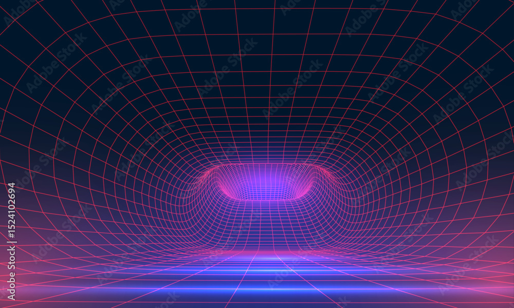 Aufkleber synthwave wireframe net illustration. abstract digital background. 80s, 90s retro futurism, retro wa