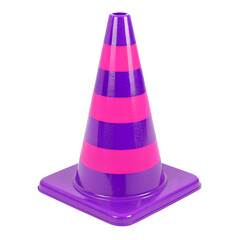 Purple Traffic Cone 3d icon in cartoon plastic style minimal isolated on transparent white background