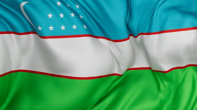 Uzbekistan flag swaying in the wind, endless cycled loop video background