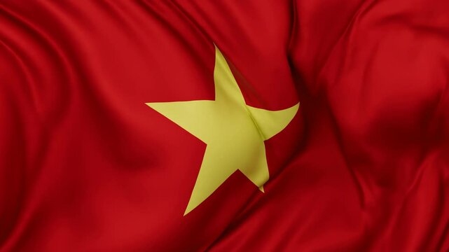 Vietnam flag swaying in the wind, endless cycled loop video background
