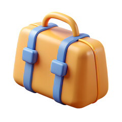 Brown Suitcase Luggage 3d icon in cartoon plastic style minimal isolated on transparent white background