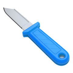 Blue Knife Tool 3d icon in cartoon plastic style minimal isolated on transparent white background