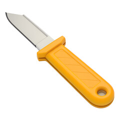 Yellow Knife Tool 3d icon in cartoon plastic style minimal isolated on transparent white background
