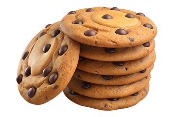 A stack of delicious chocolate chip cookies with caramel