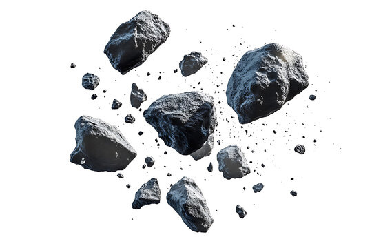 Falling space rocks meteoroid shower isolated