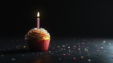 Birthday Cupcake with Copy Space