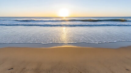 Fototapeta premium Gentle waves meet sun kissed shore