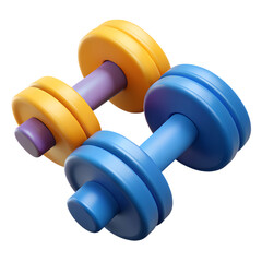 Dumbbells Weights 3d icon in cartoon plastic style minimal isolated on transparent white background