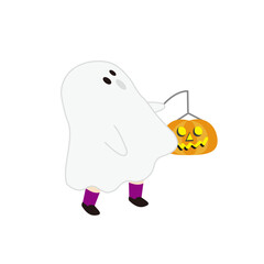 お化けの仮装をしたハロウィンのイラスト